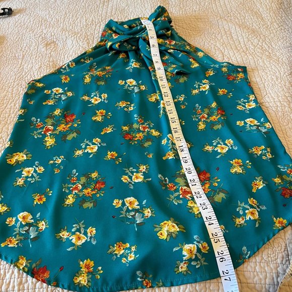 NY&C TALL BOW-NECK HALTERNECK BLOUSE, SIZE M - Picture 7 of 14